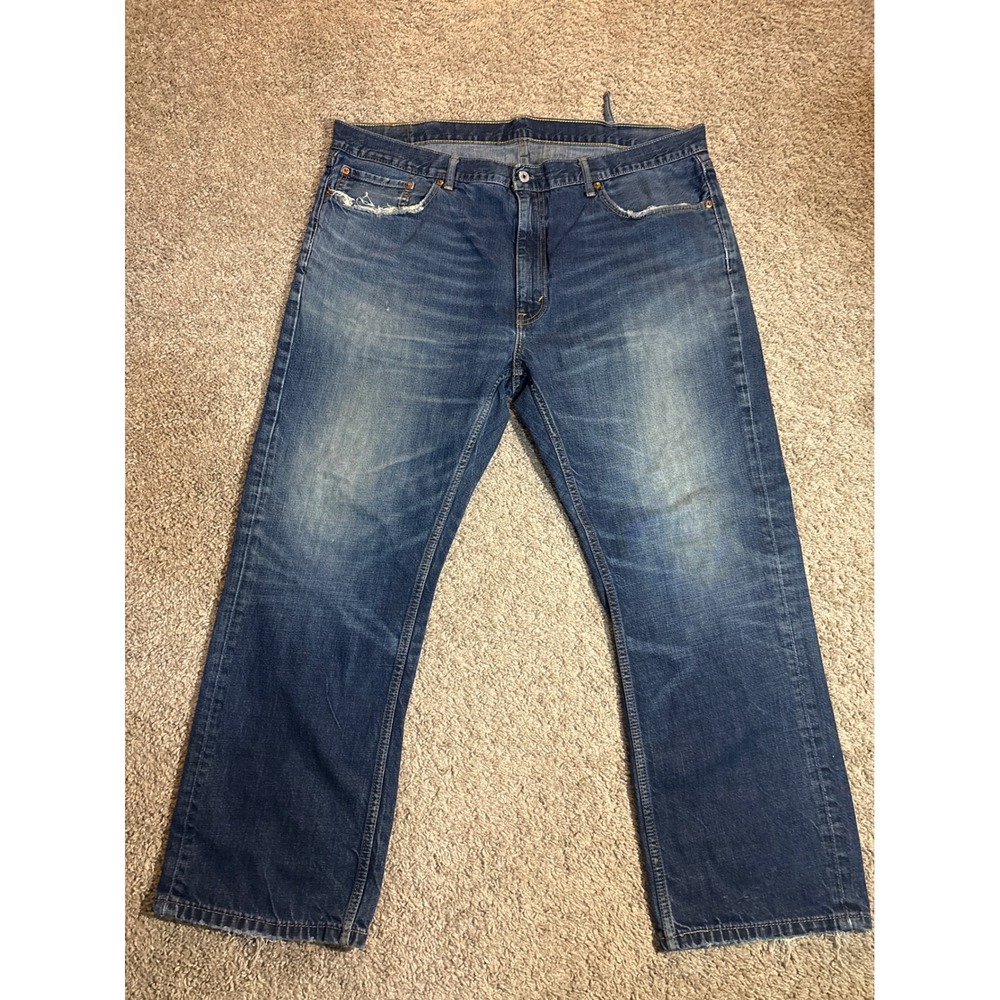 Levis 559 Relaxed Straight Blue Jeans Mens 42x30 Distressed Faded Denim
